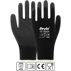 BEYBİ Pu Touch Poliüretan Kaplı Polyester Örme Eldiven No:9 - 1