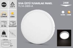 Noas 24 Watt Sıva Üstü Yuvarlak LED Panel 3200K Günışığı - 3