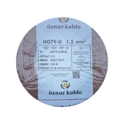 Öznur 1,5mm NYA Kablo (Kahverengi) 100 Metre - 1